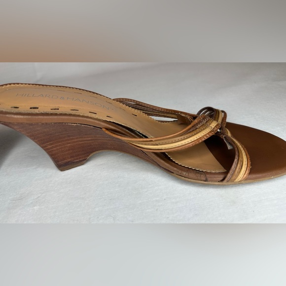 Hillard & Hanson Vintage Y2K Brown Wedge Sandal Leather Upper Made In Brazil 7.5 - Picture 5 of 9